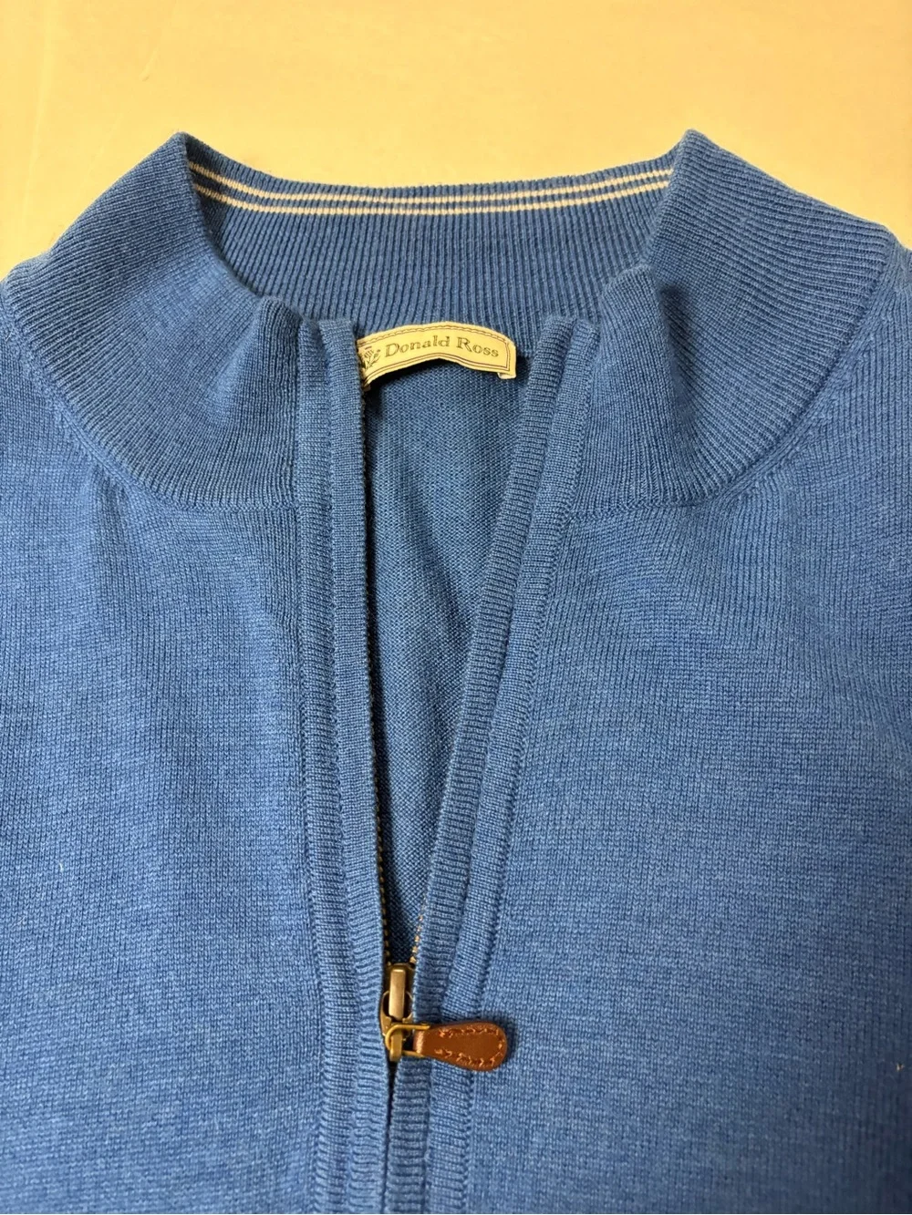 Donald Ross “Golf” Royal Blue Sleeveless Zip-Neck Sweater Vest Large